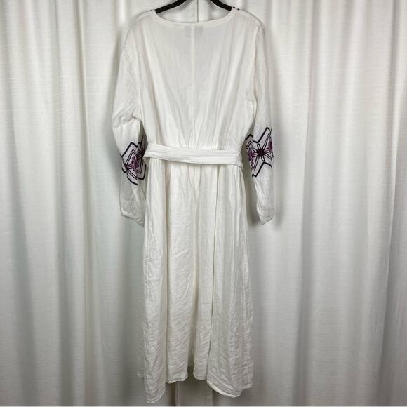 Lane Bryant White Gauze Embroidered Peasant Midi Dress Sz.16W NWT - Picture 11 of 16